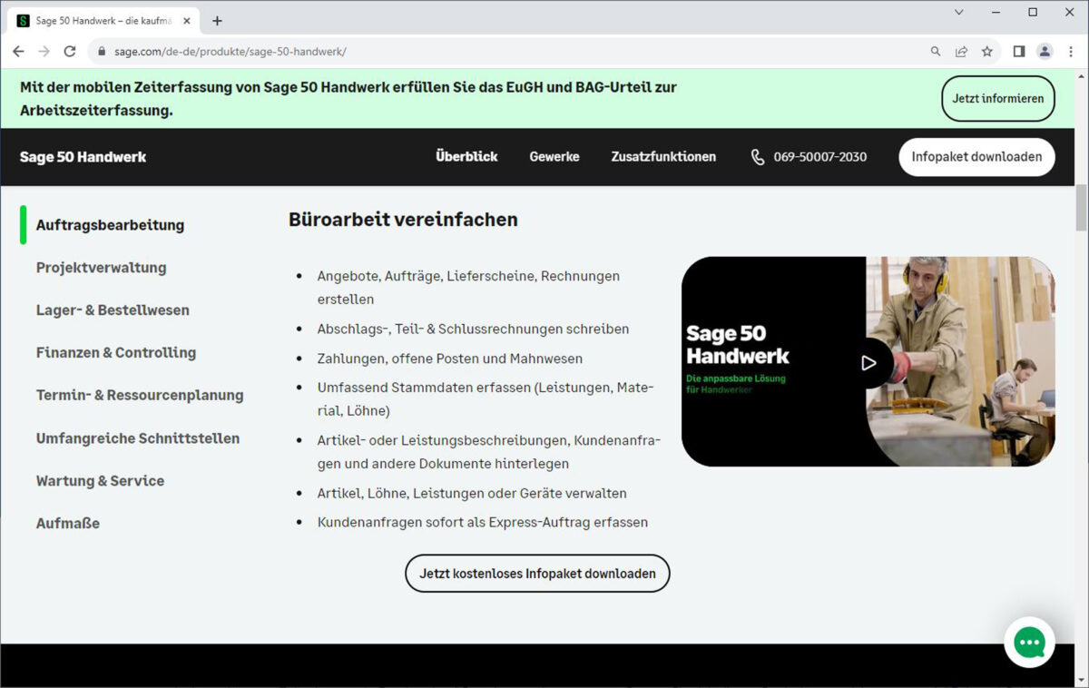 Sage Handwerk Screenshot